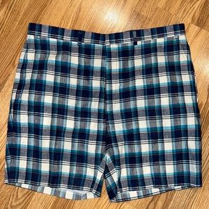 Country Traditionals by Pendleton Blue Madras Plaid Linen blend shorts 42” waist